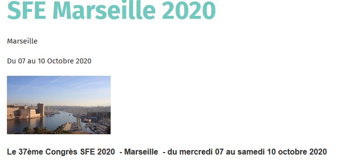 37ème Congrès de la Société Française d'Endocrinologie SFE  2020