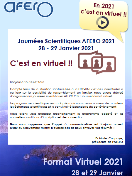37 ème Journées Scientifiques de l'Association Francaise d'Etude et de Recherche sur l'Obésité - AFERO 2021
