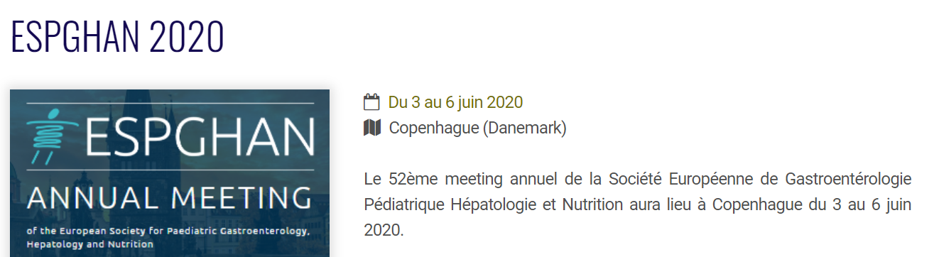 53ème congrès annuel de l’ESPGHAN 2020