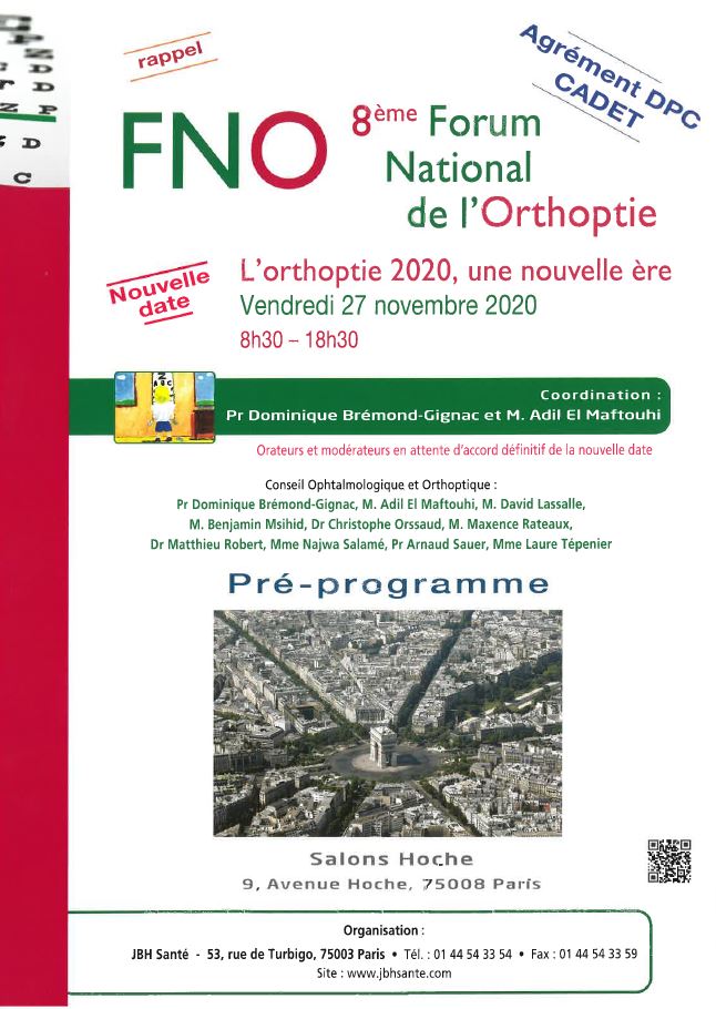 8th Edition of the FNO 2020 National Orthoptic Forum