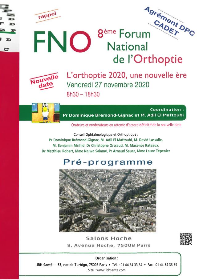 8e Edition du Forum National de l'Orthoptie FNO 2020