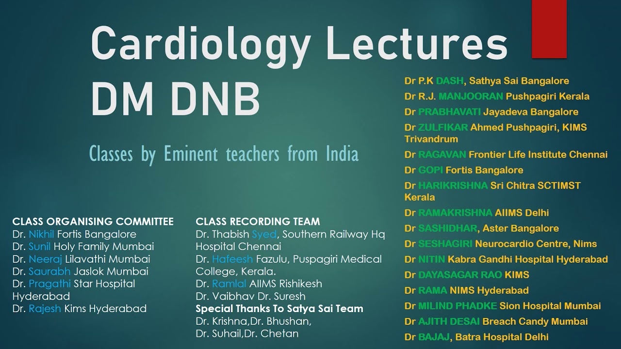 Cardiology Lectures DM DNB 2020