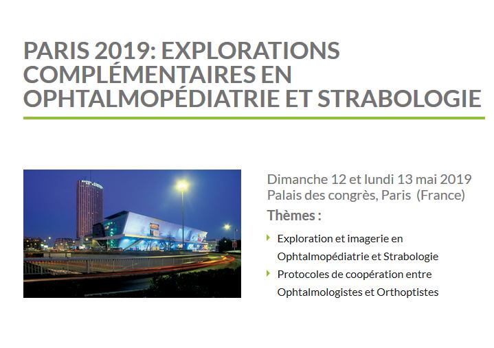 Explorations complémentaires en ophtalmopédiatrie et Strabologie (AFSOP) 2019