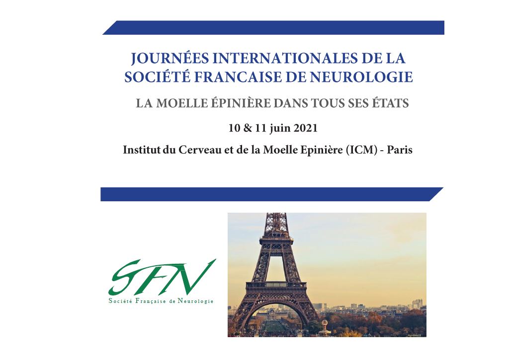 Journées Internationales de la Société Francaise de Neurologie - SFN 2021