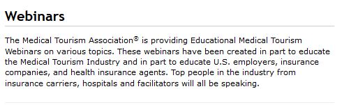 Medical Tourism Association Webinars