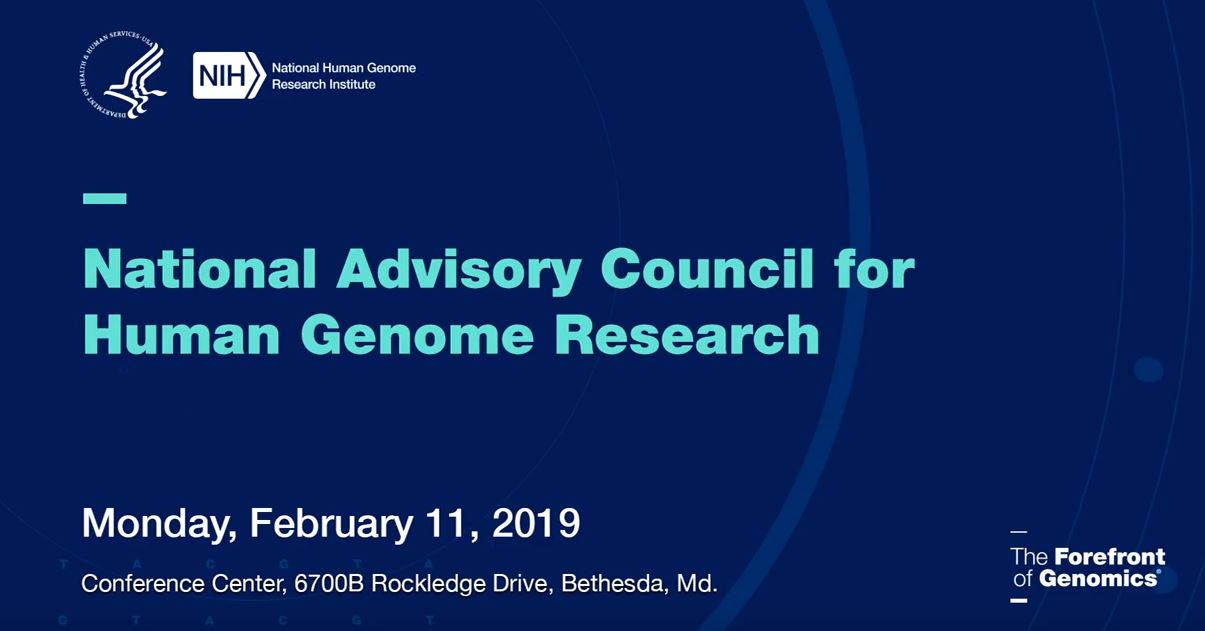 National Advisory Council for Human Genome Research NIH2019