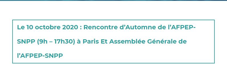 Rencontre d'Automne de l'AFPEP-SNPP 2020