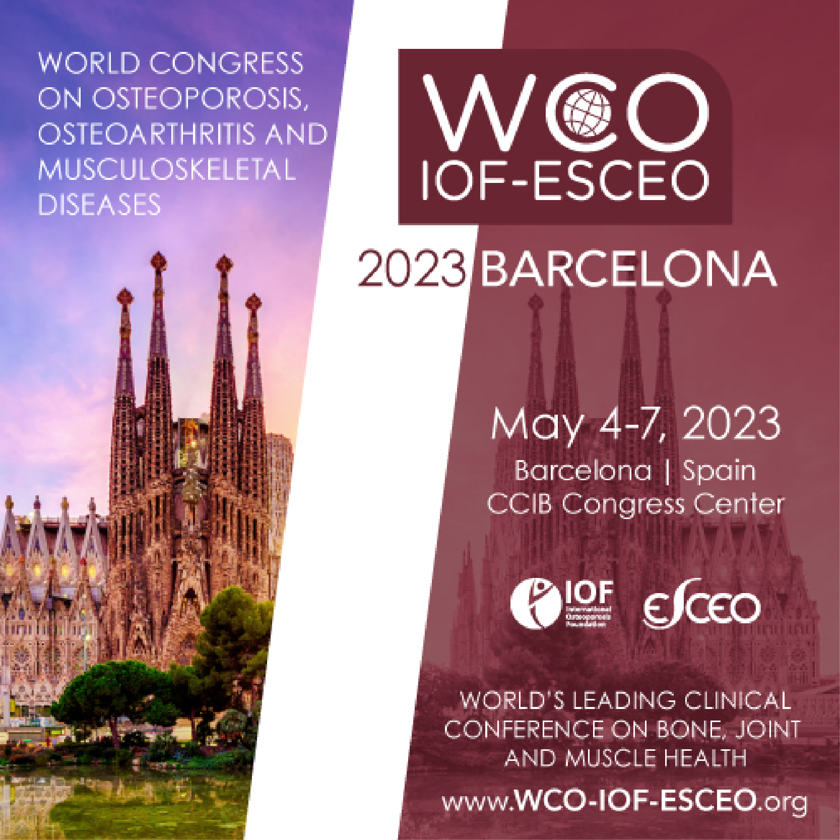 WORLD CONGRESS ON OSTEOPOROSIS, OSTEOARTHRITIS AND MUSCULOSKELETAL DISEASES - WCO-IOF-ESCEO  2023