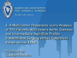 Analyse multicentrique score-propension de 991 patients atteints de sténose aortique sévère et intermédiaire à profil de haut-risque Analyse multicentrique score-propension de 991 patients atteints de sténose aortique sévère et intermédiaire à profil de haut-risque