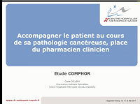 Accompagnement pharmaceutique du patient traité par chimiothérapie orale, retours d'expériences. Accompagnement pharmaceutique du patient traité par chimiothérapie orale, retours d'expériences.