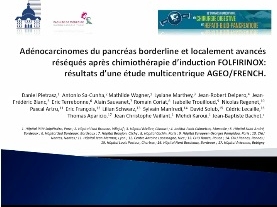 Adénocarcinomes du pancréas borderline et localement avancés réséqués après chimiothérapie d’induction par FOLFIRINOX : résultats d’une étude multicentrique AGEO/FRENCH
