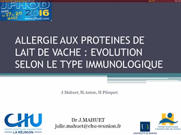 Allergie aux protéines de lait de vache : évolution selon le type immunologique Allergie aux protéines de lait de vache : évolution selon le type immunologique