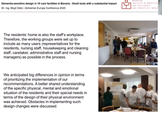 Alzheimer Europe 2020 Conference, Dementia-sensitive design of the environment in care facilities Alzheimer Europe 2020 Conference, Dementia-sensitive design of the environment in care facilities