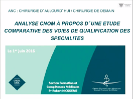 Analyse CNOM à propos d'une ETUDE COMPARATIVE DES VOIES DE QUALIFICATION DES SPECIALITES MEDICALES (2014)