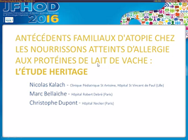 Antécédents familiaux d'atopie chez les nourrissons atteints d'allergie aux protéines de lait de vache : étude française de population communautaire (l'étude HERITAGE)