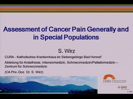 Assessment of Cancer Pain Generally and in Special Populations