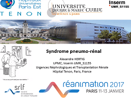 Atteintes rénales d'origine systémique - Syndrome pneumo-rénal