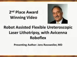 Award Winning AUA - 2e place : Opération par robot assisté d'une lithotripsie ureteroscopique flexible au laser, avec Avicenna Roboflex