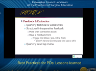 Best Practices for PDs: Lessons learned