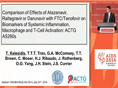 Comparaisons des effets de l'atazanavir, raltegravir, ou le darunavir avec du FTC/Ténofovir sur les biomarqueurs du système inflammatoire, les macrophages et l'activation des LT: ATCG A5260s