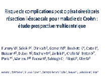 Complications post-opératoires après résection iléo-caecale pour maladie de Crohn : étude prospective multicentrique