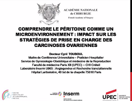 Comprendre le péritoine comme un microenvironnement permet de changer les stratégies de prise en charge des carcinoses, exemple des carcinoses ovariennes