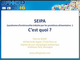 Conférence : SEIPA (syndrome d'entérocolite induite par les protéines alimentaires) : c'est quoi ? Conférence : SEIPA (syndrome d'entérocolite induite par les protéines alimentaires) : c'est quoi ?
