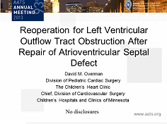Etat congénital et prise de décision - Réopération pour une obstruction du débit ventriculaire gauche après une communication atrioventriculaire