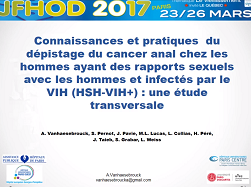 Connaissances et pratiques du dépistage du cancer anal chez les hommes ayant des rapports sexuels avec des hommes et infectés par le VIH-1 (HSH-VIH1) : une étude transversale