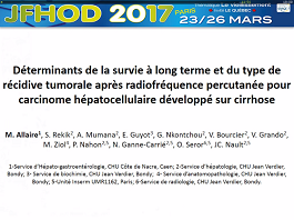 Déterminants de la survie à long terme et du type de récidive tumorale après radiofréquence percutanée pour carcinome hépatocellulaire développé sur cirrhose