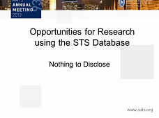 Développement du Chirurgien Académique - Opportunités pour la Recherche en utilisant la base de données STS