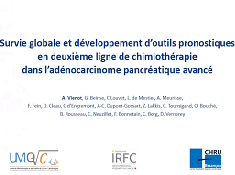 Développement et validation d'un nomogramme et d'un score pronostique permettant de prédire la survie globale et le bénéfice de l'administration d'une deuxième ligne de chimiothérapie dans l'adénocarcinome pancréatique avancé