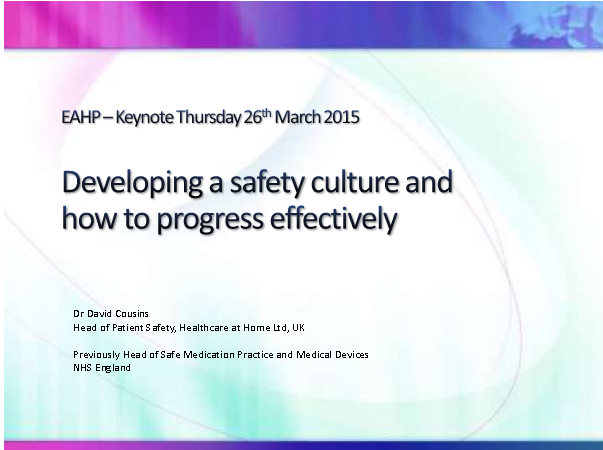 Developing a safety culture: how to progress effectively?
