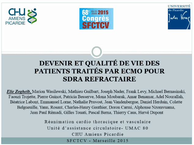 Devenir et qualité de vie des patients traités par ECMO pour SDRA