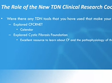Discipline Group 18: The Role of the New TDN Clinical Research Coordinator Discipline Group 18: The Role of the New TDN Clinical Research Coordinator
