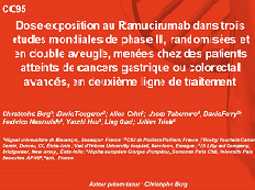 Dose-exposition au ramucirumab dans trois études mondiales de phase III, randomisées et en double aveugle, menées chez des patients atteints de cancers gastrique ou colorectal avancés, en deuxième ligne de traitement