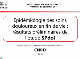 Douleurs provoquées par les soins en fin de vie : résultats étude Spdol Douleurs provoquées par les soins en fin de vie : résultats étude Spdol