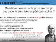 e-sfar 2019 - Les enjeux de la prise en charge du patient âgé chirurgical