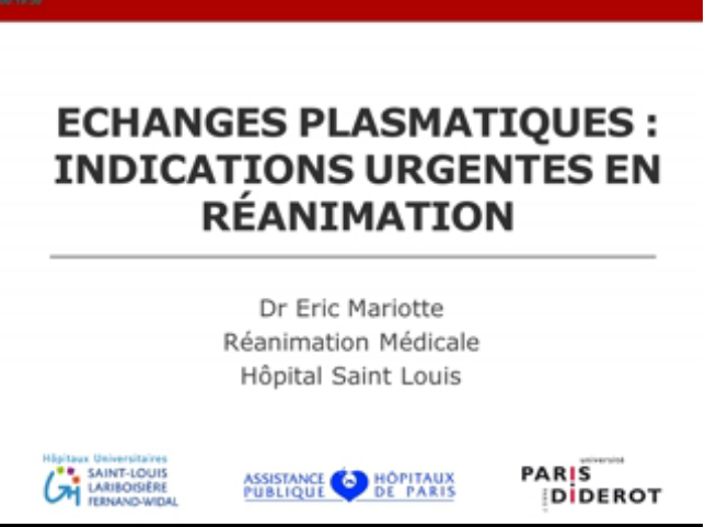 Echanges plasmatiques les vraies indications en urgence - 2015