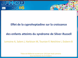 Effet de la cyproheptadine sur la croissance staturo-pondérale des enfants atteints du syndrome de Silver-Russell