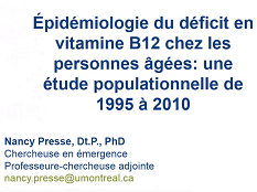 Epidémiologie du déficit en vitamine B12 chez les personnes âgées : une étude populationnelle de 1995 à 2010