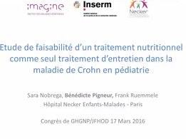 Etude de faisabilité d'un traitement nutritionnel comme seul traitement d'entretien dans la maladie de Crohn en pédiatrie