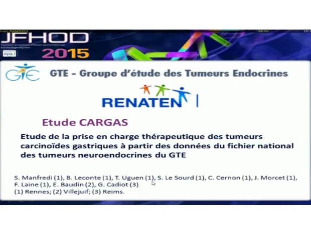 Etude de la prise en charge thérapeutique des tumeurs carcinoïdes gastriques à partir des données du fichier national des tumeurs neuroendocrines du GTE : étude CARGAS