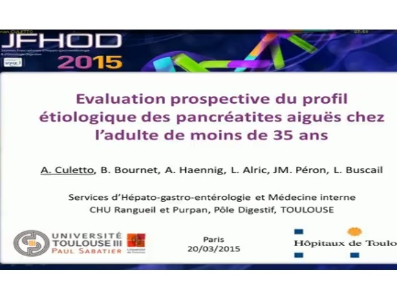 Evaluation prospective du profil étiologique des pancréatites aiguës chez les patients adultes de moins de 35 ans