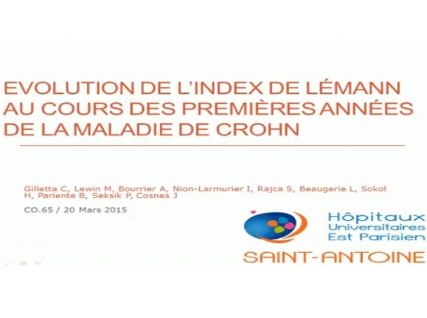 Evolution de l’index de Lémann au cours des premières années de la maladie de Crohn Evolution de l’index de Lémann au cours des premières années de la maladie de Crohn