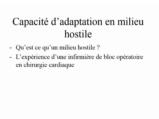 Expérience d'une infirmière