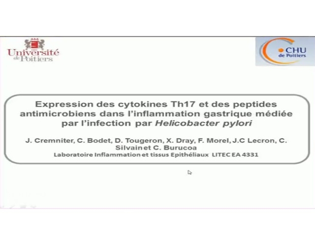 Expression des cytokines Th17 et des peptides antimicrobiens dans l’inflammation gastrique médiée par l’infection par Helicobacter pylori