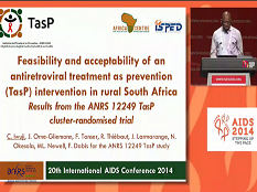 Faisabilité et acceptabilité d'un traitement antirétroviral comme prévention (TasP) en Afrique du Sud rurale : résultats de l'essai clinique groupé randomisé ANRS 12249 TasP