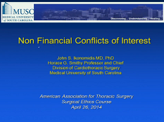 Formation à l'Ethique chirurgicale - Conflits d'intérêt non financiers Formation à l'Ethique chirurgicale - Conflits d'intérêt non financiers