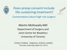 Formation à l'Ethique chirurgicale - La traitement essentiel au maintien de la vie est-il compris dans la charte de consentement pré-opératoire? Formation à l'Ethique chirurgicale - La traitement essentiel au maintien de la vie est-il compris dans la charte de consentement pré-opératoire?